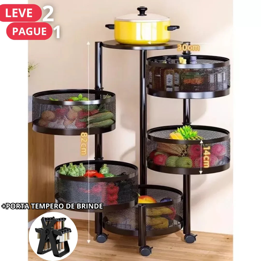 Fruteira Articulada 5 em 1 + Porta Tempero Giratório