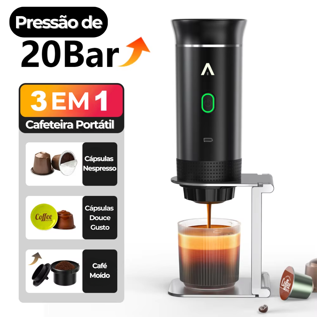 Cafeteira Elétrica Portátil 3 em 1 - CaféFlex